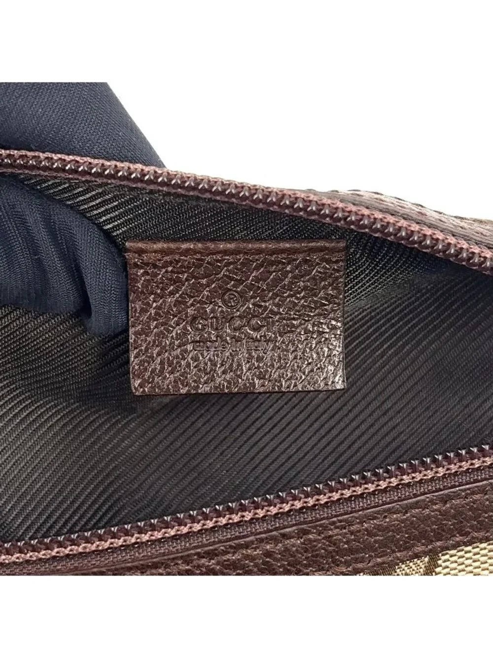 Gucci GG Canvas Leather Brown Triangle Pen Pouch
